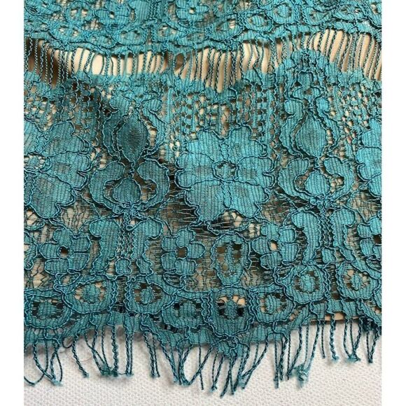 Maeve Anthropologie Elsa Teal Lace Illusion Peplum Sheath Dress Sz XS NEW - Picture 7 of 9